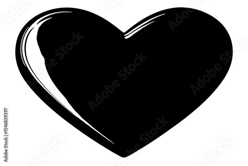 Romantic red heart vector design with a shiny 3D shape, a symbol of love and passion for Valentine's Day celebrations, isolated on a black and white background