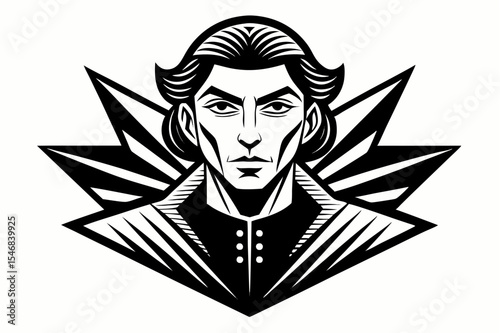 Heraldic lion mask design, a powerful icon for a tribal shield tattoo or emblem