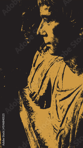 Roman males statue abstract background