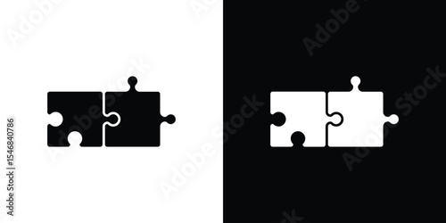 Puzzle pieces icon of a flat style vector