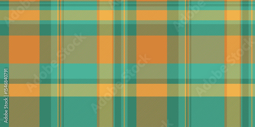 Vibrant teal and orange plaid pattern.  Perfect for textile design, fashion, website backgrounds, or autumnal themed projects.  This cheerful, seamless texture evokes feelings of warmth and comfort.