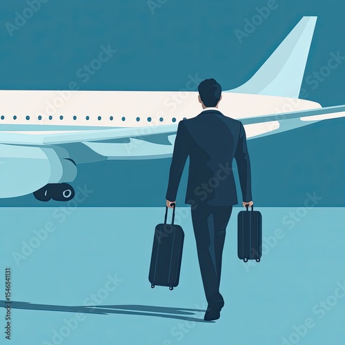 Businessman walks away from airplane (1)