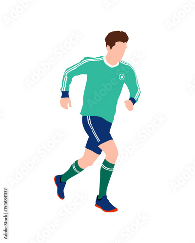Flat vector people and illustration, man with sport soccer outfit
