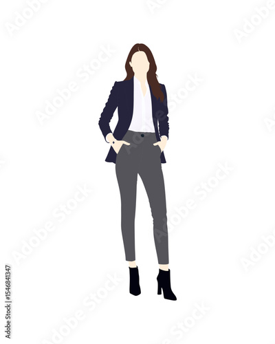 Flat vector people and illustration, woman with formal executive outfit