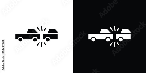 Rear end collision icon of a flat style vector