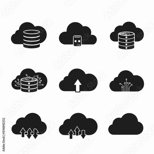 Cloud database icons for web and app design