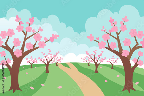 Pink cherry blossom tree in spring, a beautiful symbol of nature's seasonal bloom