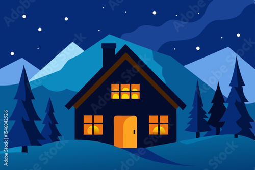 winter landscape with house