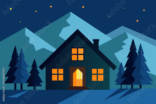 winter landscape with houses