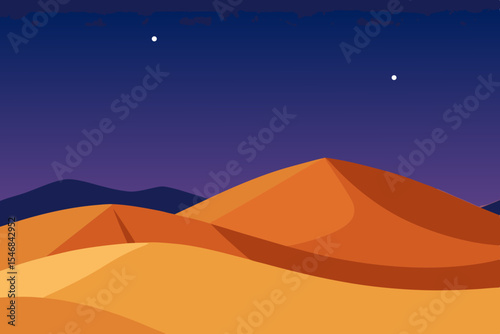 desert dunes at twilight with star filled sky
