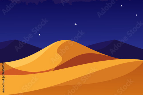desert dunes at twilight with star filled sky