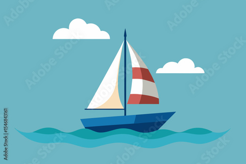 hand painted sailboat drifting on calm