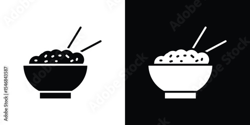 Rice bowl icon of a flat style vector