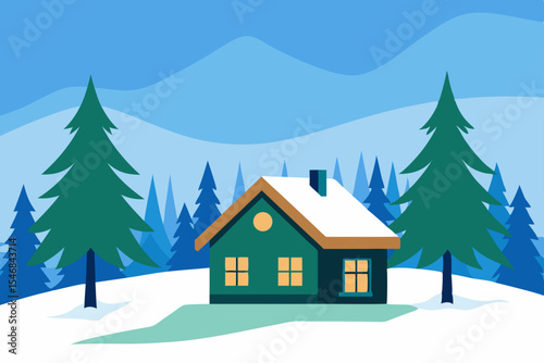 winter landscape with house