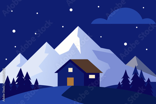 winter landscape with houses