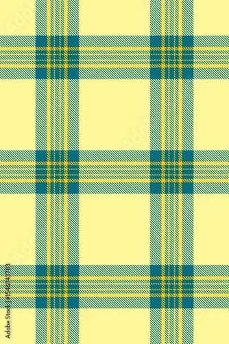 Curved pattern plaid texture, checking vector check tartan. Hipster seamless fabric background textile in cyan and yellow colors.