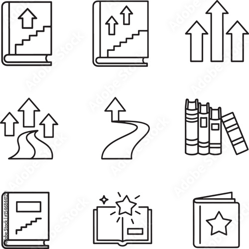 Books for growth and success: learning path, knowledge, education, self improvement, career on transparent background