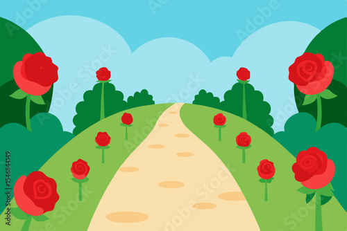spring landscape with poppies