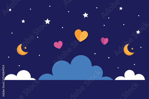A serene winter night sky with a full moon and twinkling stars illustrates a magical Christmas landscape