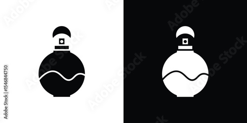 Round perfume bottle icon of a flat style vector
