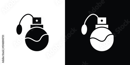 Round perfume bottle icon of a flat style vector