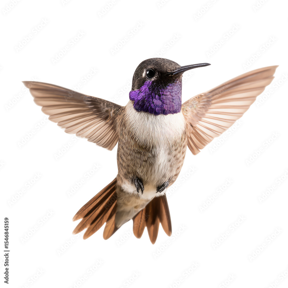 Fototapeta premium Magnificent Purple-throated Mountain Gem Hummingbird in Flight