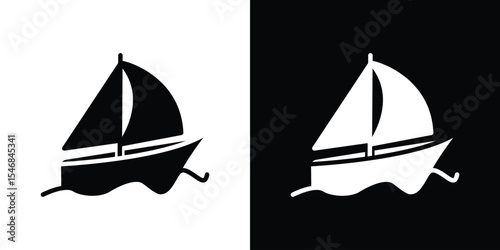 Sailboat icon of a flat style vector