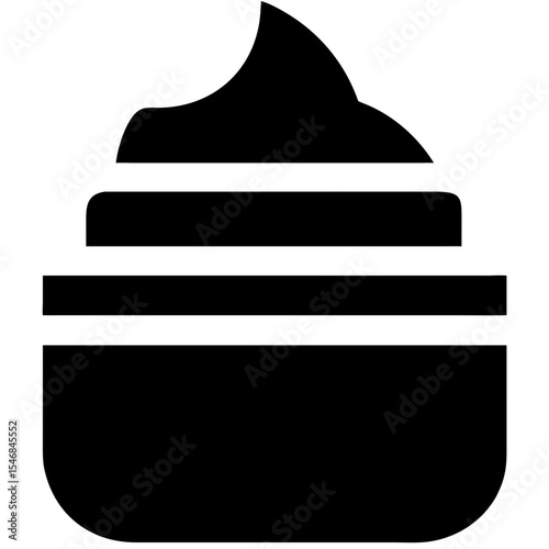 Face cream jar icon in black silhouette for beauty and skincare