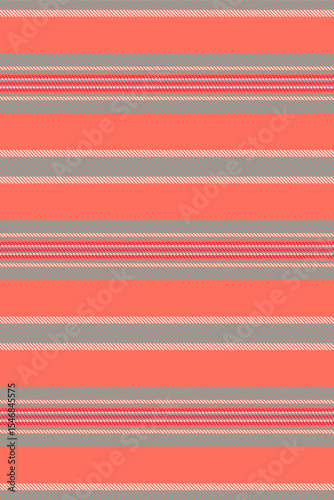 Decorating vector textile pattern, romance stripe texture seamless. Wedding lines fabric background vertical in red and cyan colors.
