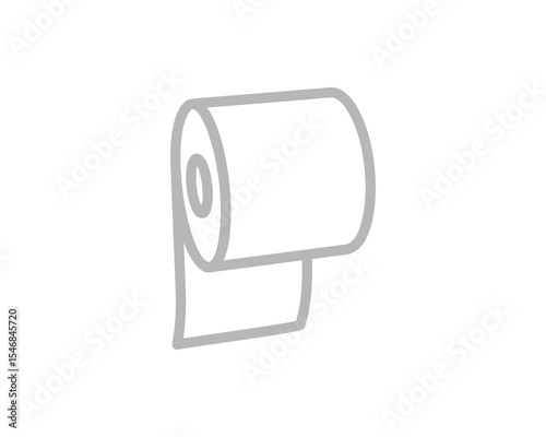 Simple, minimalist line art illustration of a roll of toilet paper. Perfect for website icons, app design, or as a graphic element in hygienerelated content.