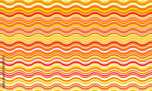 Vibrant wavy stripes in warm yellow, orange, and red create an energetic, optimistic pattern.  Perfect for backgrounds, website designs, textile prints, or any project needing a playful, summery feel.