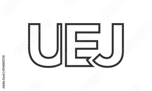 UEJ logo design template with strong and modern bold text. Initial based vector logotype featuring simple and minimal typography. Trendy company identity.
