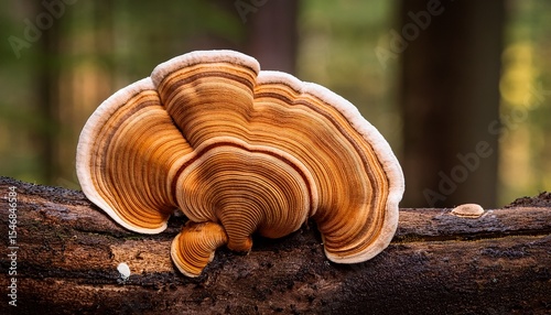 close up of layered textured fungus on wood possible use nature photography