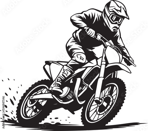 Action Motocross Rider Dynamic Vector Illustration