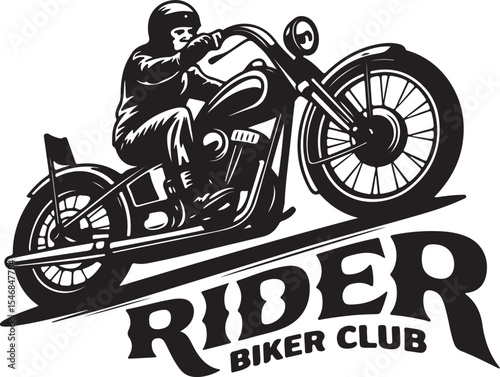 Vintage Motorcycle Rider Club Classic Bike Illustration