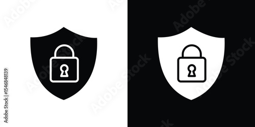 Shield lock icon of a flat style vector