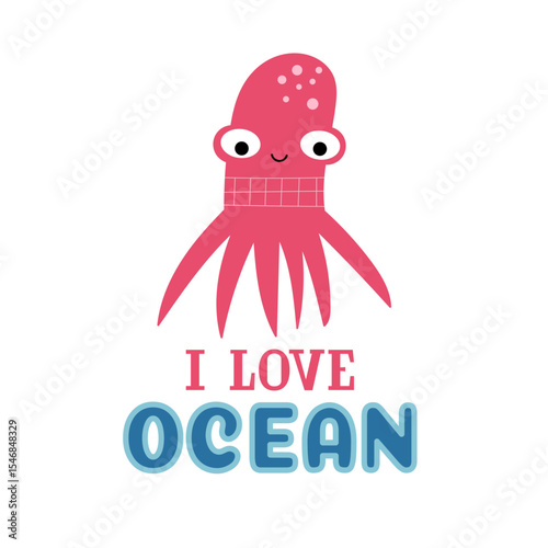 Cute octopus and text card