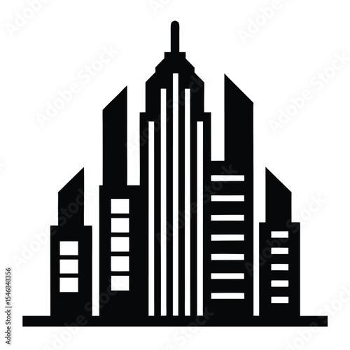 Modern City Skyline Icon Vector Illustration of Urban Architecture, Buildings, and Cityscape Design for Business, Real Estate, and Urban Development Projects