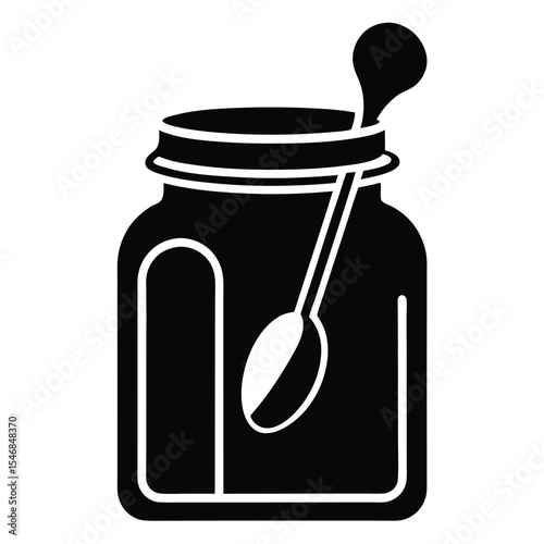 Homemade Jam in a Glass Jar with Spoon Rustic Countryside Charm