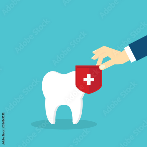 Dental insurance covering healthcare and medical cost, tooth protection or dental care concept