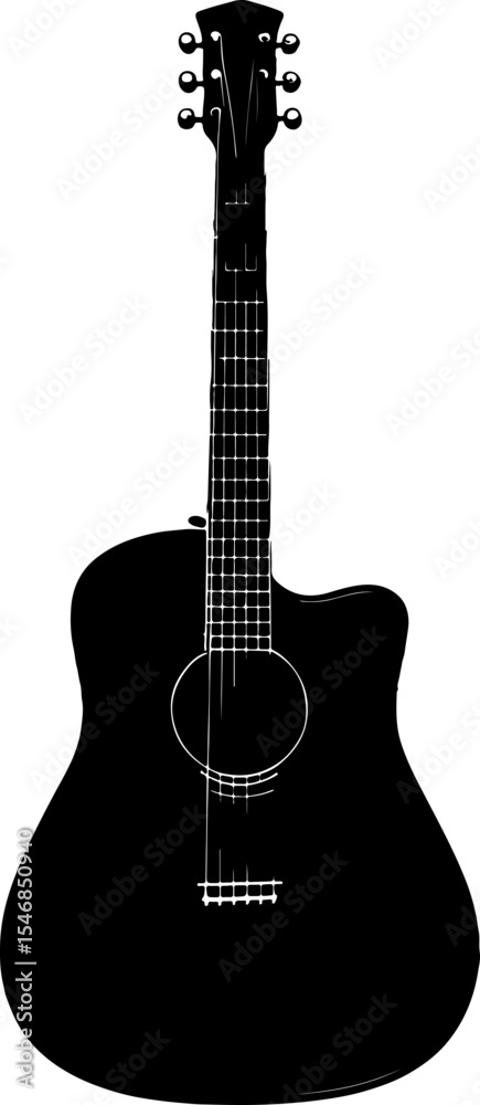 Obraz premium Black acoustic guitar isolated on black background