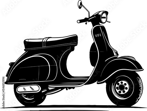 Vintage italian scooter illustration dark grey