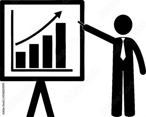 Businessman presenting upward trending bar graph on flip chart