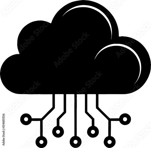 Cloud computing network icon dark background