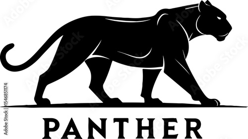 Black panther silhouette logo design on black background