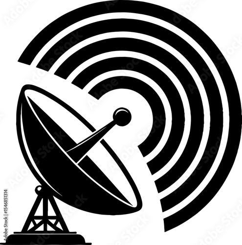 Satellite dish icon with signal waves illustration