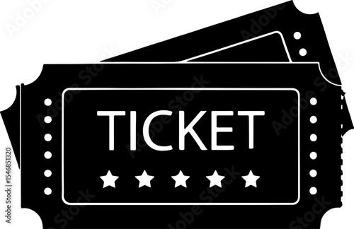 Two black tickets with white text and stars