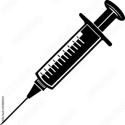 Medical syringe icon illustration on black background