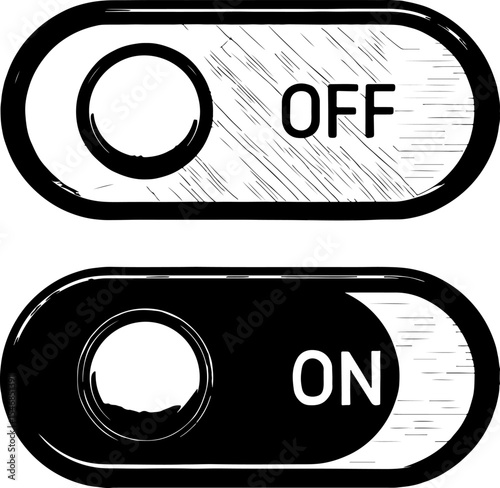 On off toggle switch buttons digital illustration
