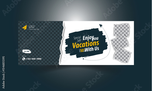 Modern Facebook cover design layout for travel agency. Explore the world with style. New travel business  Facebook cover design. cover design set template or web banner vector design.